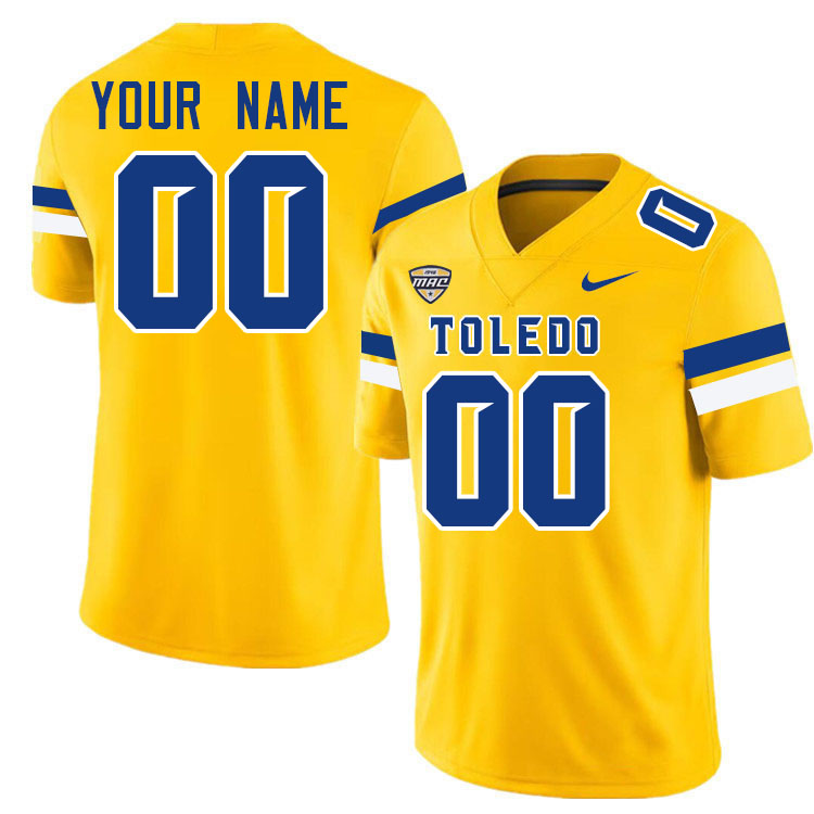 Custom Toledo Rockets Name And Number Football Jersey-Gold